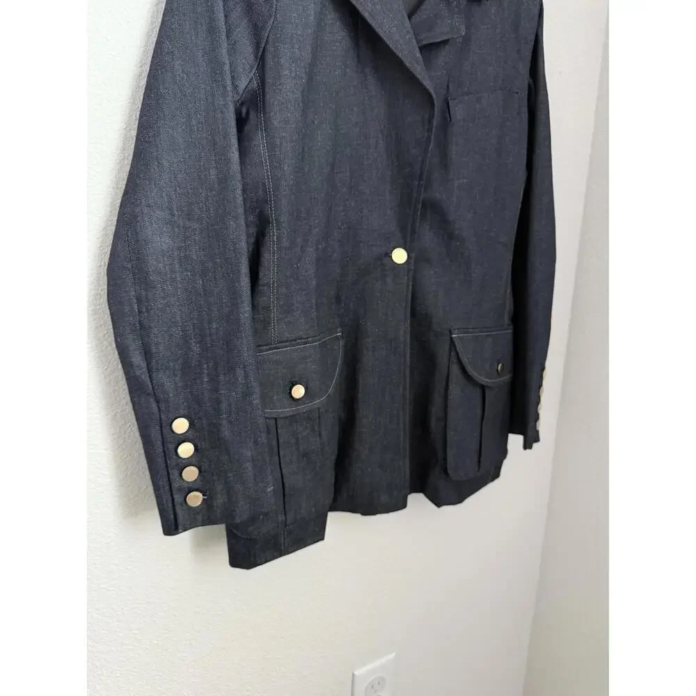 DL1961 Coated Denim‎ Indigo Elevated Contemporary Blazer Coat Sz XS
